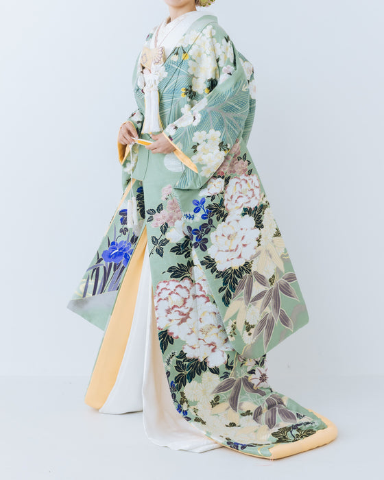 色打掛　花鳥清景図　緑青