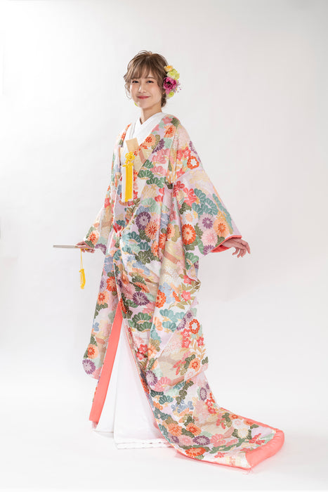 色打掛　松に貝箱 市松 唐織
